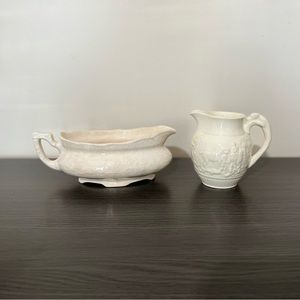 Porcelain Gravy boat and Creamer
